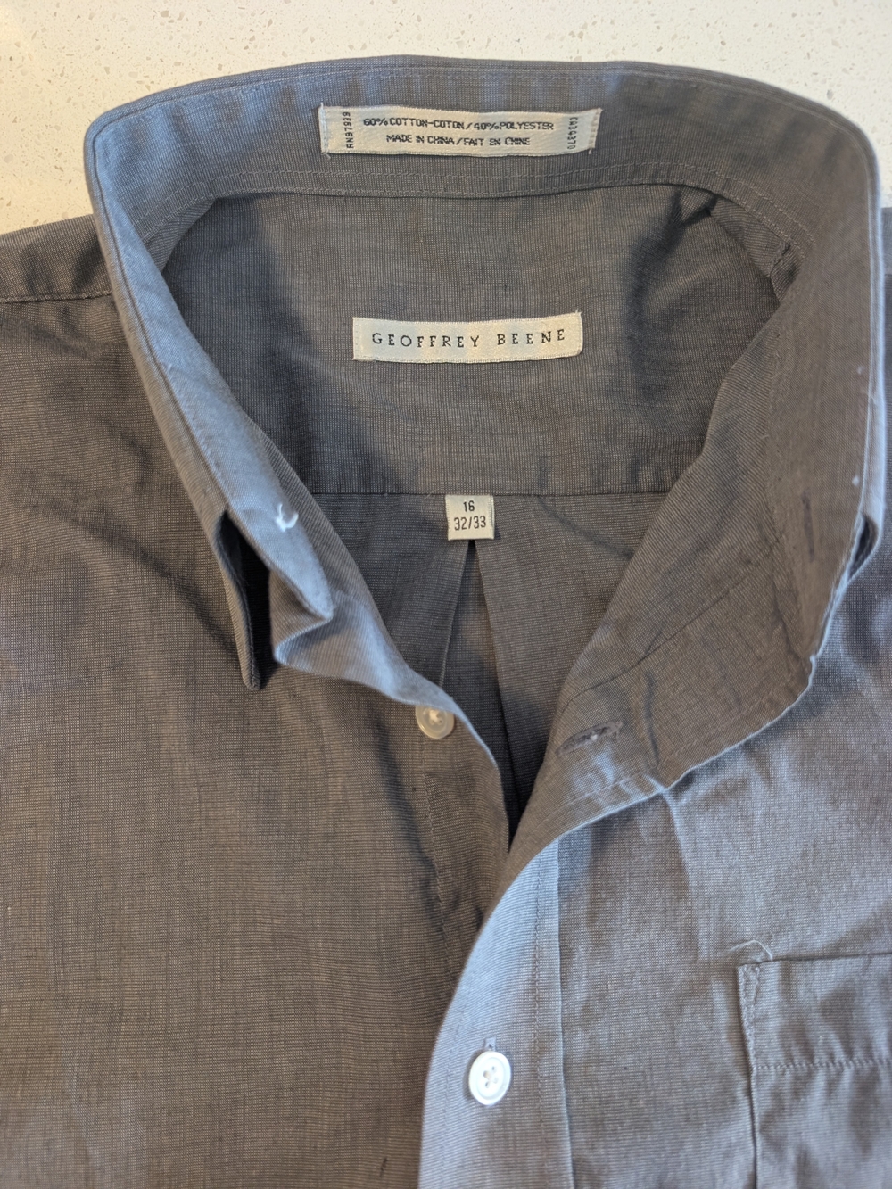 Geoffrey Beene Men's Slate Gray Button-Front Dress Shirt